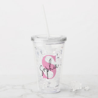 Elegant Monogram Personlig Akryltorktumlare Take Away Mugg