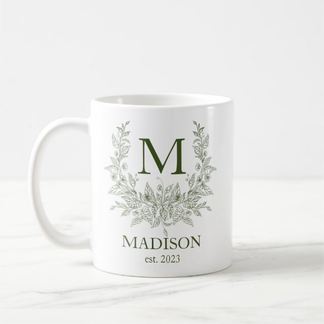 Elegant Monogram Personlig Coffee Mugg (Vänster)