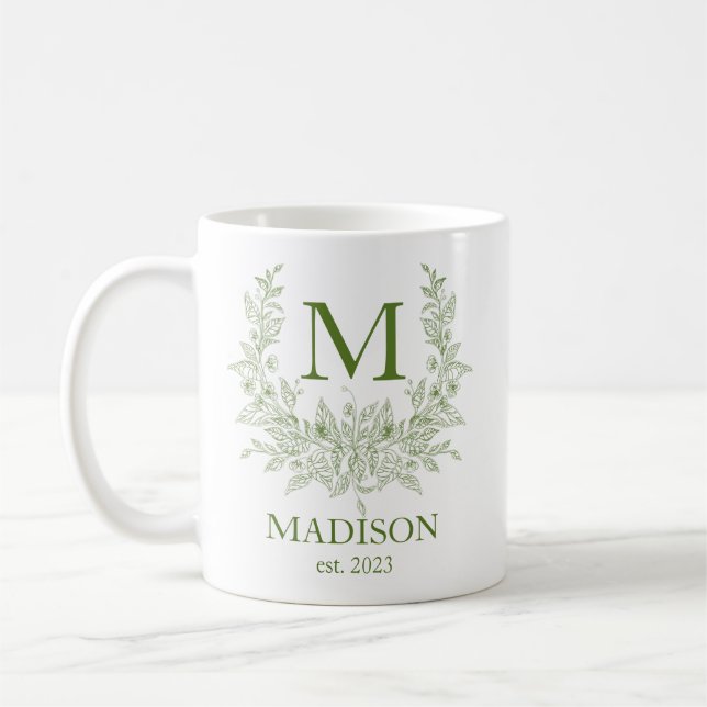 Elegant Monogram Personlig Coffee Mugg (Vänster)