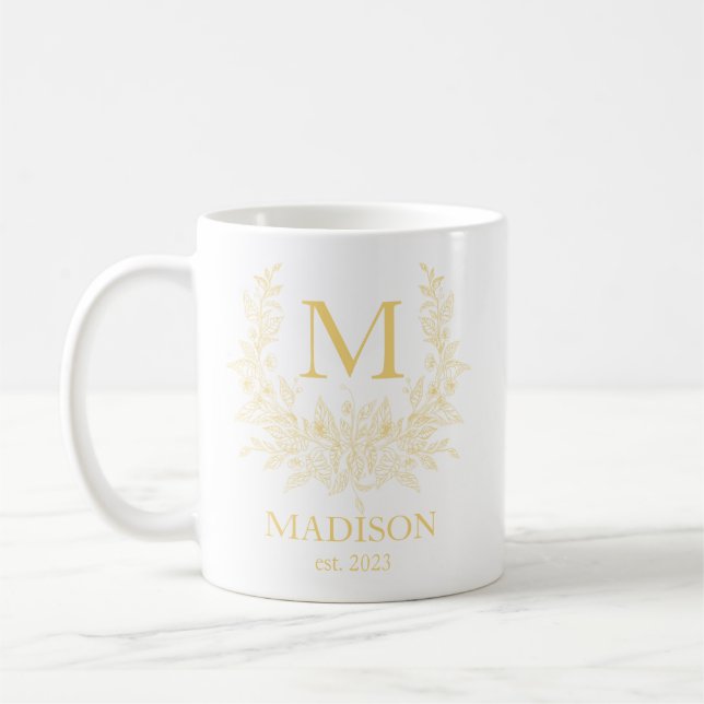 Elegant Monogram Personlig Coffee Mugg (Vänster)