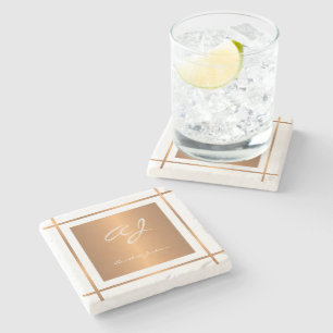 Elegant monogram personlig guld-skript namn stenunderlägg