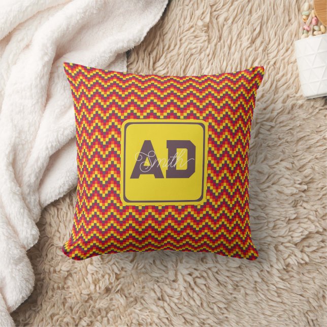 Elegant Monogram Personlig Kudde För Nygifta (Filt)