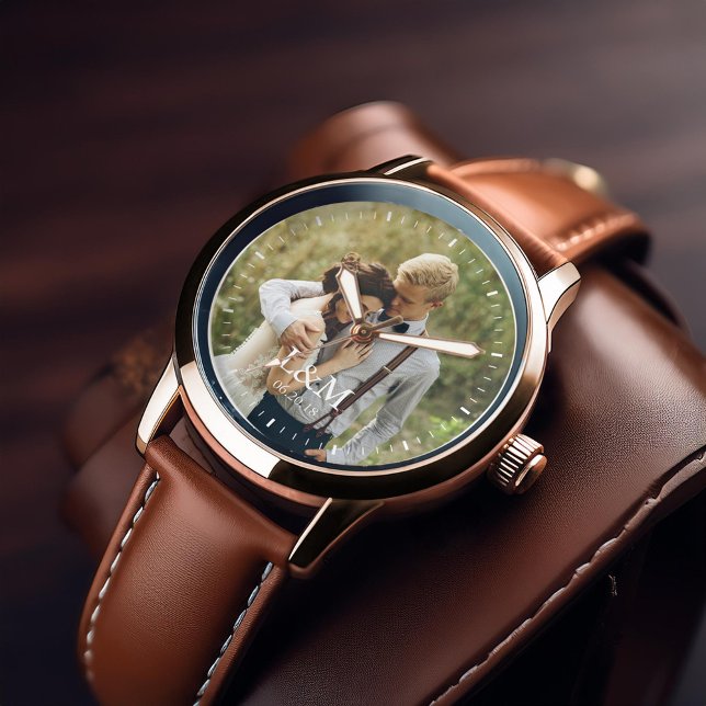 Elegant Monogram Photo Armbandsur (Inspiration mockup (not actual product))