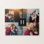 Elegant Monogram Photo Collage Pussel<br><div class="desc">Anpassa den med din bröllop-dejt,  din familj namn eller valfri text för en vacker och unik gåva och keepy.</div>