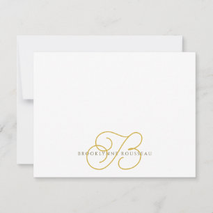 Elegant Monogram-platta anteckningskort för Guld