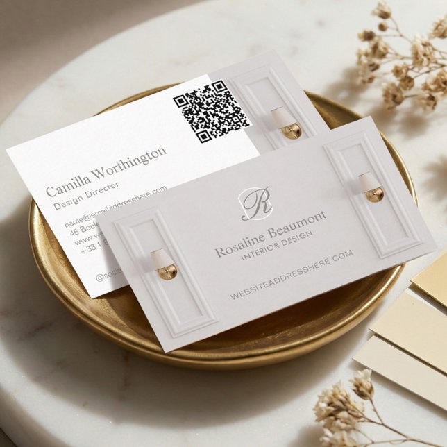 Elegant Monogram Professional Interior Designer Visitkort (Elegant Monogram Professional Interior Designer Business Card)