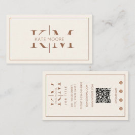 Elegant Monogram Professionell Brun Elfenben Moder Visitkort
