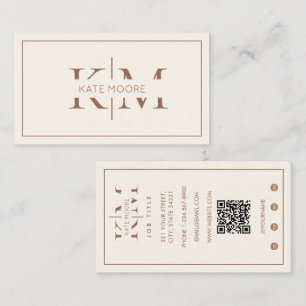 Elegant Monogram Professionell Brun Elfenben Moder Visitkort