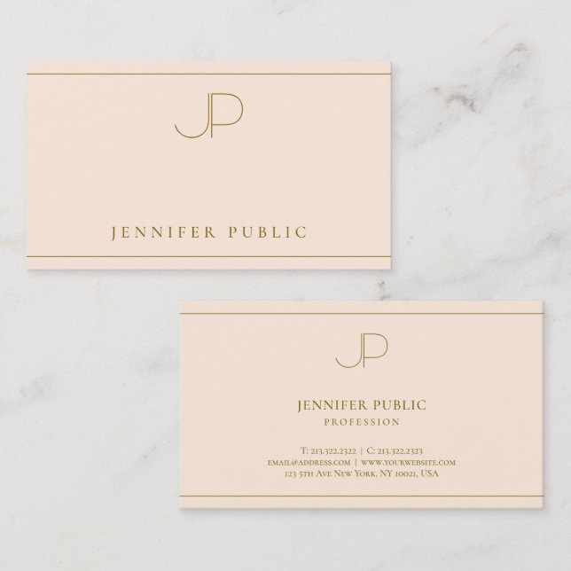 Elegant Monogram Professionell Lyxig Silkes Papper Visitkort (Fram/baksida)