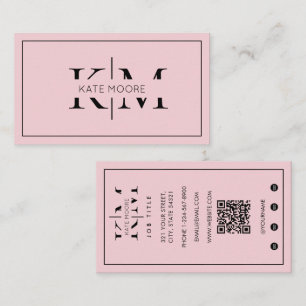 Elegant Monogram Professionell Rosa Modern Visitkort
