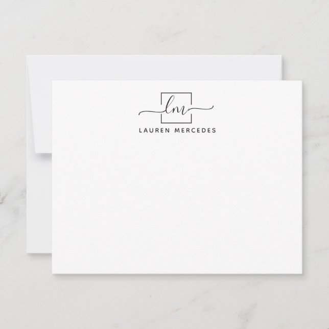 Elegant Monogram Professionell Stationery Anteckningskort (Framsida)