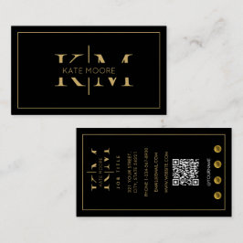 Elegant Monogram Professionell Svart Guld Marknads Visitkort