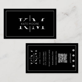 Elegant Monogram Professionell Svart Vit Modern Visitkort