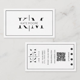 Elegant Monogram Professionell Svart Vit Modern Visitkort