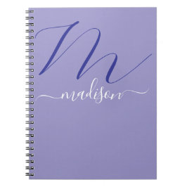 Elegant Monogram Purple Script Office School Anteckningsbok