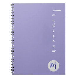 Elegant Monogram Purple Script Office School Anteckningsbok