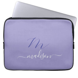 Elegant Monogram Purple Script Office School Laptop Fodral