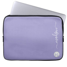 Elegant Monogram Purple Script Office School Laptop Fodral