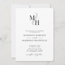 Elegant Monogram QR OSA Minimalist Bröllop I Inbjudningar
