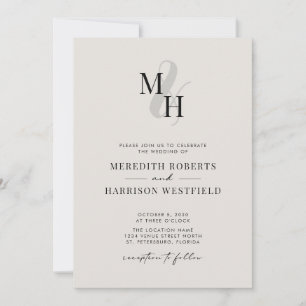 Elegant Monogram QR OSA Minimalist Bröllop I Inbjudningar