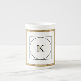 Elegant Monogram Ram Personlig Initial & Fullt Benporslin Mugg