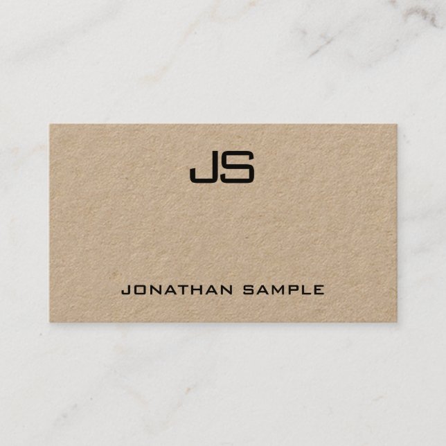 Elegant Monogram Real Kraft Papper Modern-mall Visitkort (Framsida)