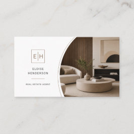 Elegant Monogram Realtor Fastighetsfoto QR-kod Visitkort