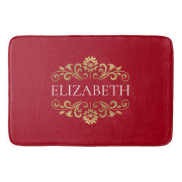 Elegant Monogram Red Guld Bath Mat Badrumsmatta