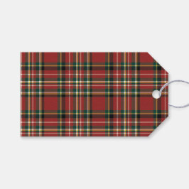Elegant Monogram Red Plaid Merry Christmas Holiday Presentetikett