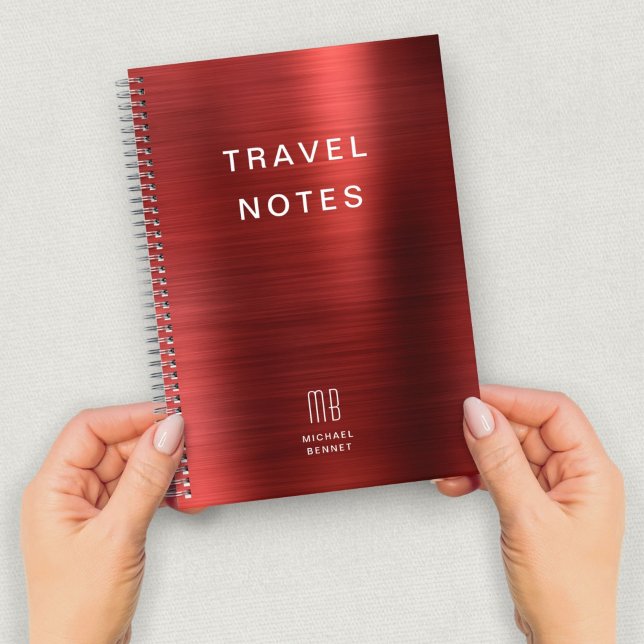 Elegant Monogram Red Travel Anteckningsbok (Elegant Monogram Red Travel Notebook)