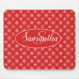 Elegant Monogram Red White Mönster Musmatta