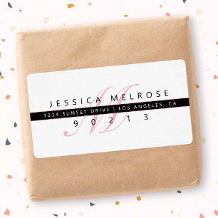 Elegant Monogram-Returadress Fraktsedel