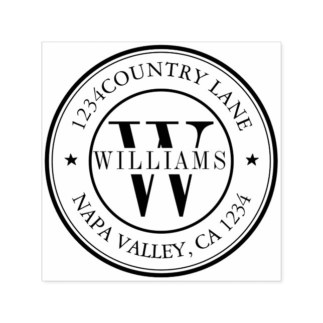 Elegant Monogram Returadress Self-bläck Självfärgande Stämpel (Design)