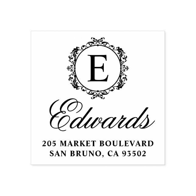 Elegant Monogram-Returadressen Namn i skriptfamilj Stämpel (Tryck)