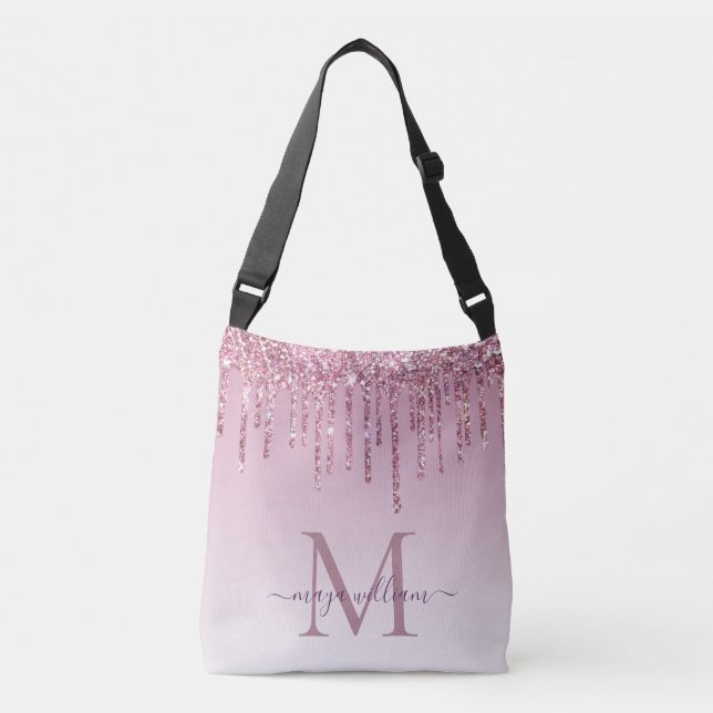 Elegant Monogram Ro Glitter-drivrutiner Axelväska (Framsida)