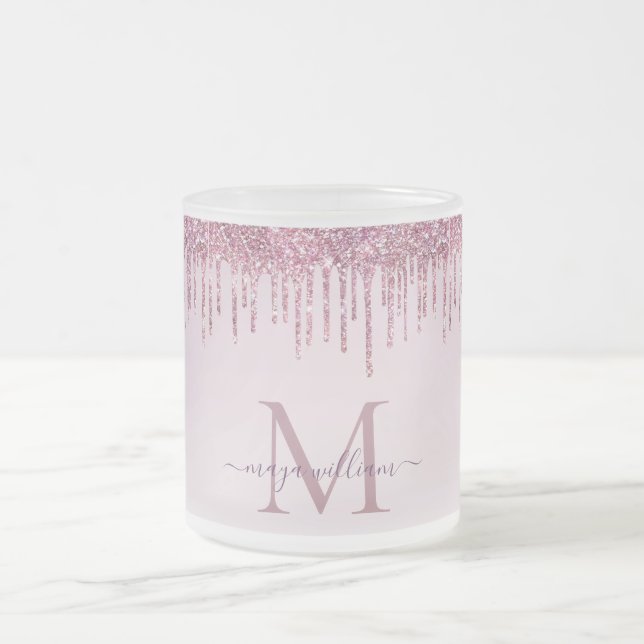 Elegant Monogram Ro Glitter-drivrutiner Frostad Glasmugg (Center)