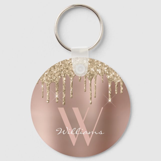 Elegant Monogram Ro Glitter Drivrutiner Namn vid G Nyckelring (Framsida)