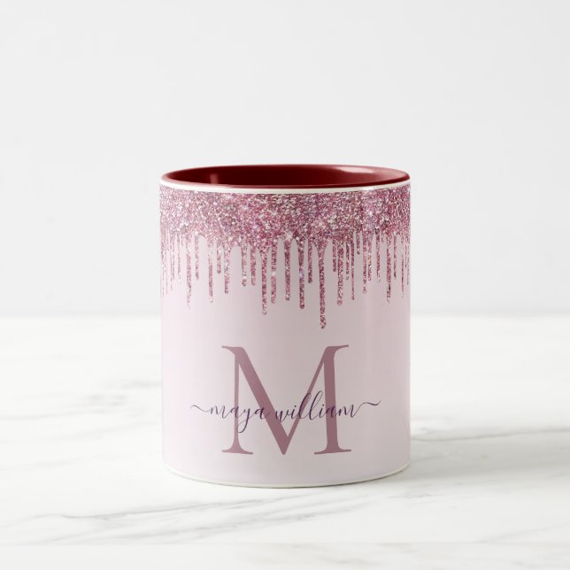Elegant Monogram Ro Glitter-drivrutiner Två-Tonad Mugg (Center)