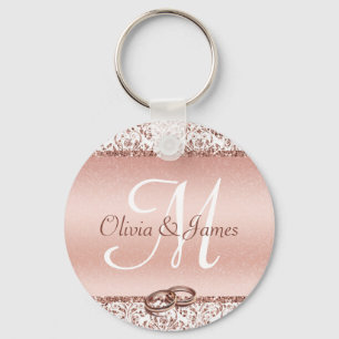 Elegant Monogram Ro Guld bröllopsförmån Nyckelring