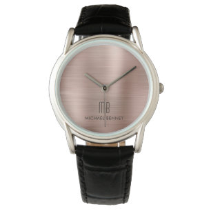 Elegant Monogram Ro Guld Brushed Metallic Armbandsur