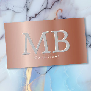 Elegant Monogram Ro Guld & Brushed Silver Vs2 Visitkort
