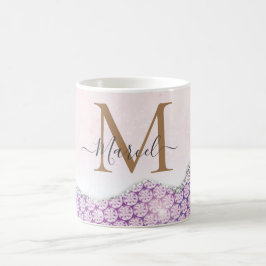 Elegant Monogram Ro rosa Glitter Kaffe Mugg