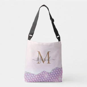 Elegant Monogram Ro rosa Glitter Latte Mugg Axelväska