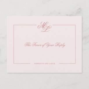 Elegant Monogram Ro skriptsvar Bröllop Inbjudan Vykort