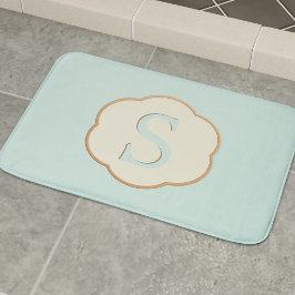 Elegant Monogram Robin Egg Blue Bath Mat Badrumsmatta