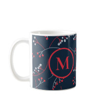 Elegant monogram rödpastel grått berry mönster