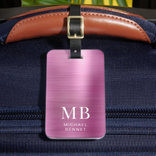 Elegant Monogram Rosa Bagagebricka