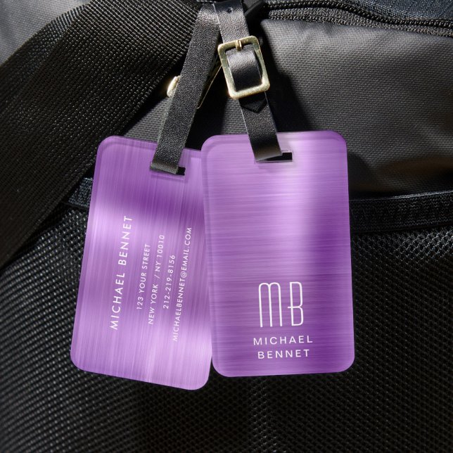 Elegant Monogram Rosa Bagagebricka (Elegant Monogram Pink Luggage Tag)