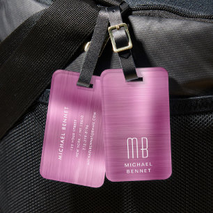 Elegant Monogram Rosa Bagagebricka
