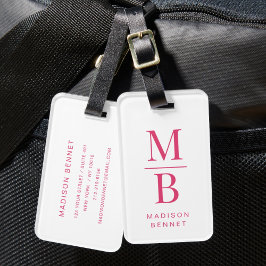 Elegant Monogram Rosa Bagagebricka